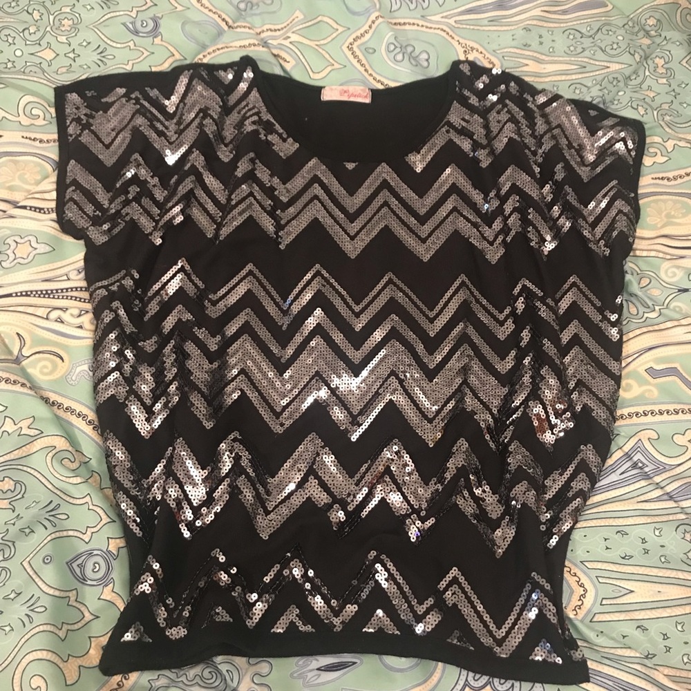 Black Top with Silver Sequins